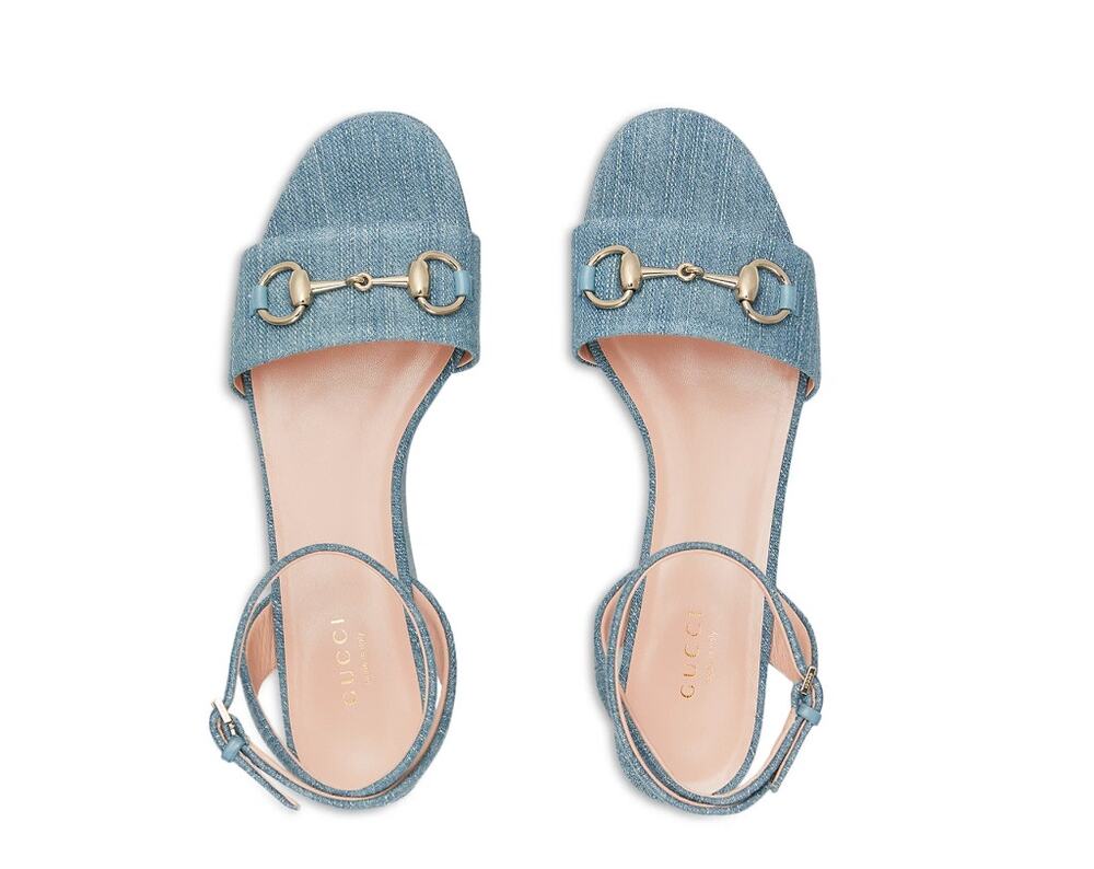 NEW NWT Gucci Women's Denim Horsebit Platform Sandals Size EU 40 / US 10